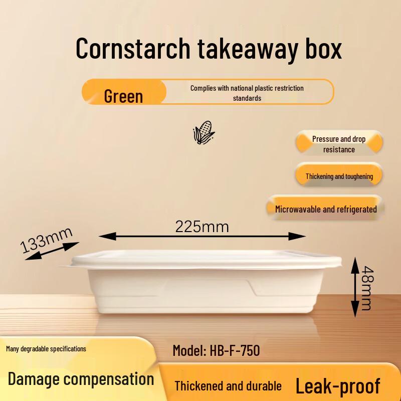 Eco-Friendly Disposable Corn Starch Takeout Boxes