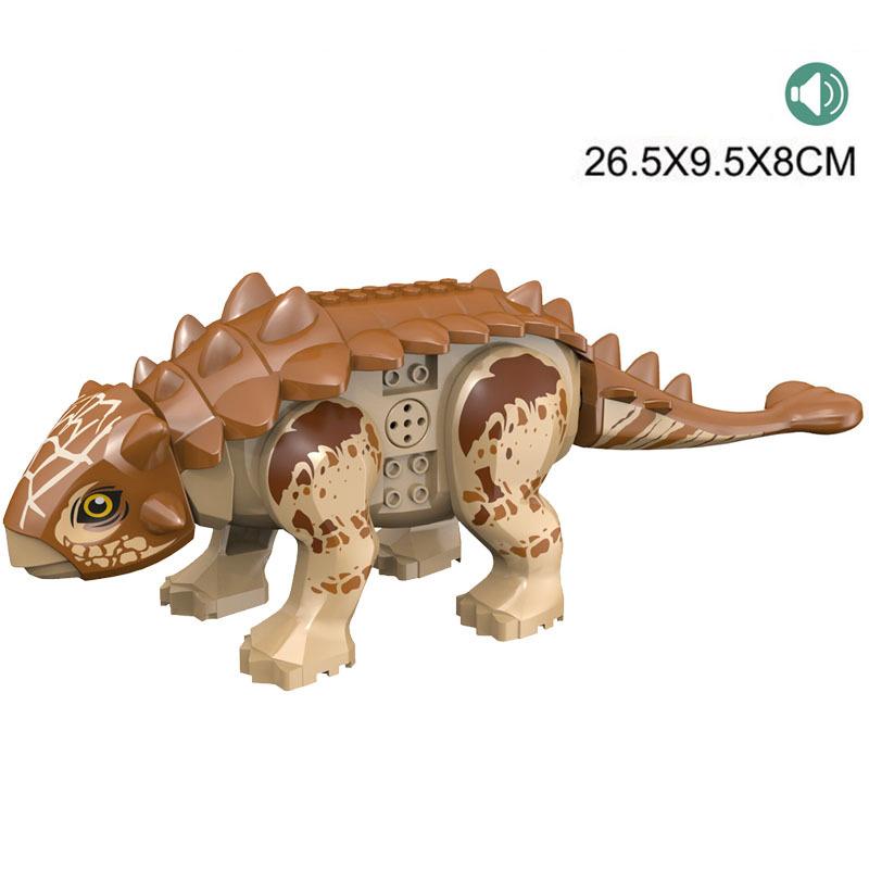 With Sound Assembled Building Blocks Dinosaur World T-Rex Velociraptor Triceratops Jurassic Animal Model Bricks Figure Toys Gift