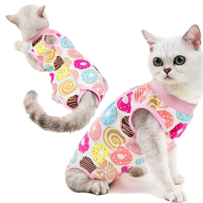 Anti-léchage S-XL Vêtements pour chatons Chemise à porter après la chirurgie Combinaisons de récupération Vêtements pour chat Accessoires pour animaux de compagnie Gilet pour chat
