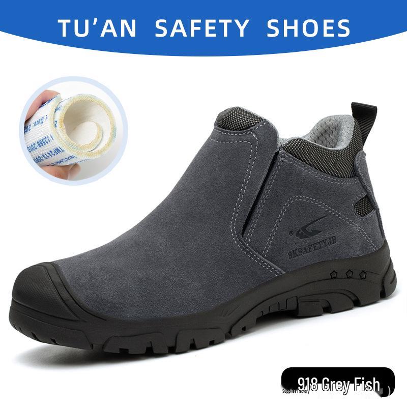 Men's Suede 6KV Insulated Safety Shoes - Anti-Smash, Anti-Puncture, Welding Spark Proof, Lightweight & Comfortable