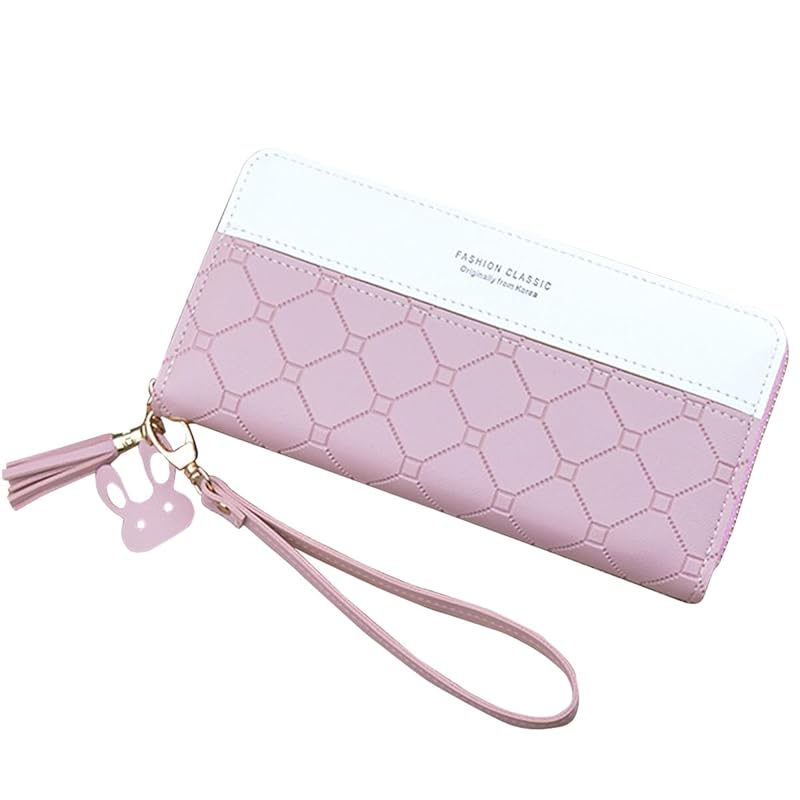 

[Haffukiry] long wallet ladies wallet Popularity round zipper long wallet on hand large capacity Contains 8 cards Easy to take coins multifunctional