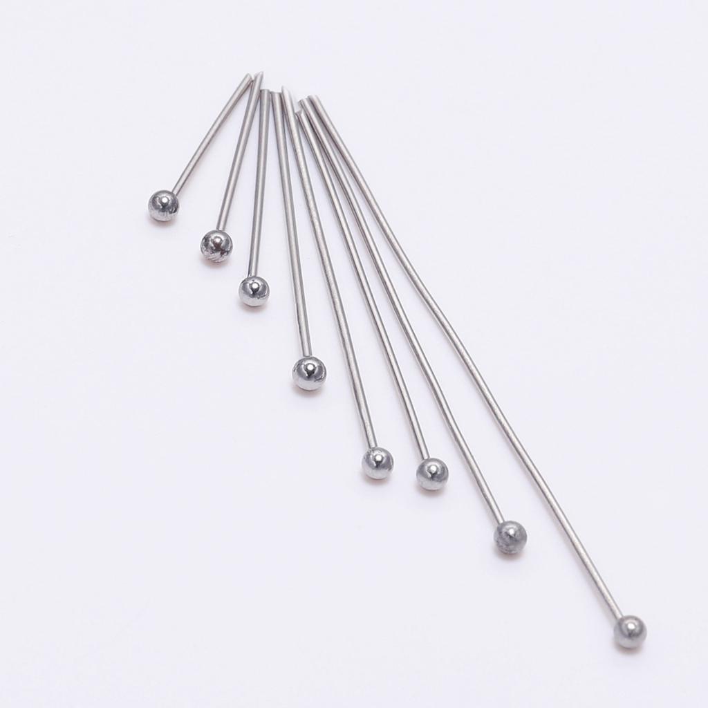 100pcs/Pack Stainless Steel 15-50mm Silver Ball Head Pins For Handmade DIY Jewelry Making Headpin Findings Accessories