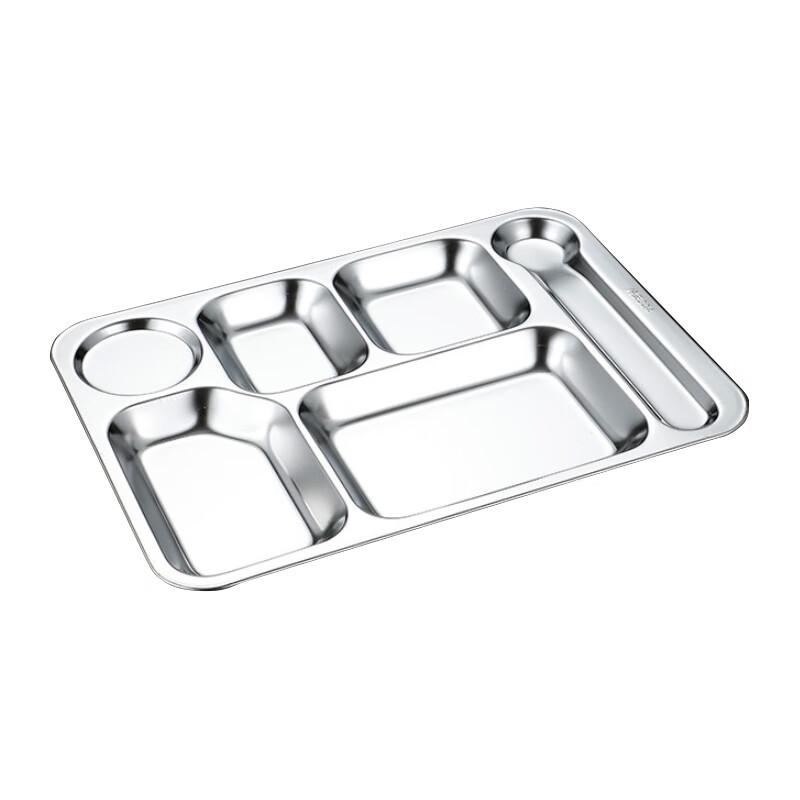 201 Stainless Steel 6-Compartment Divided Meal Tray