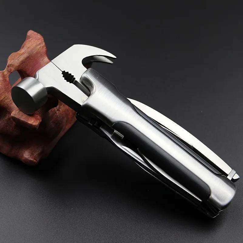 Damaly,Stainless Steel Multifunctional Hammer Tool, 7-in-1 Portable Multi-Tool With Claw Hammer, Knife,Screwdriver,Opener,Perfec