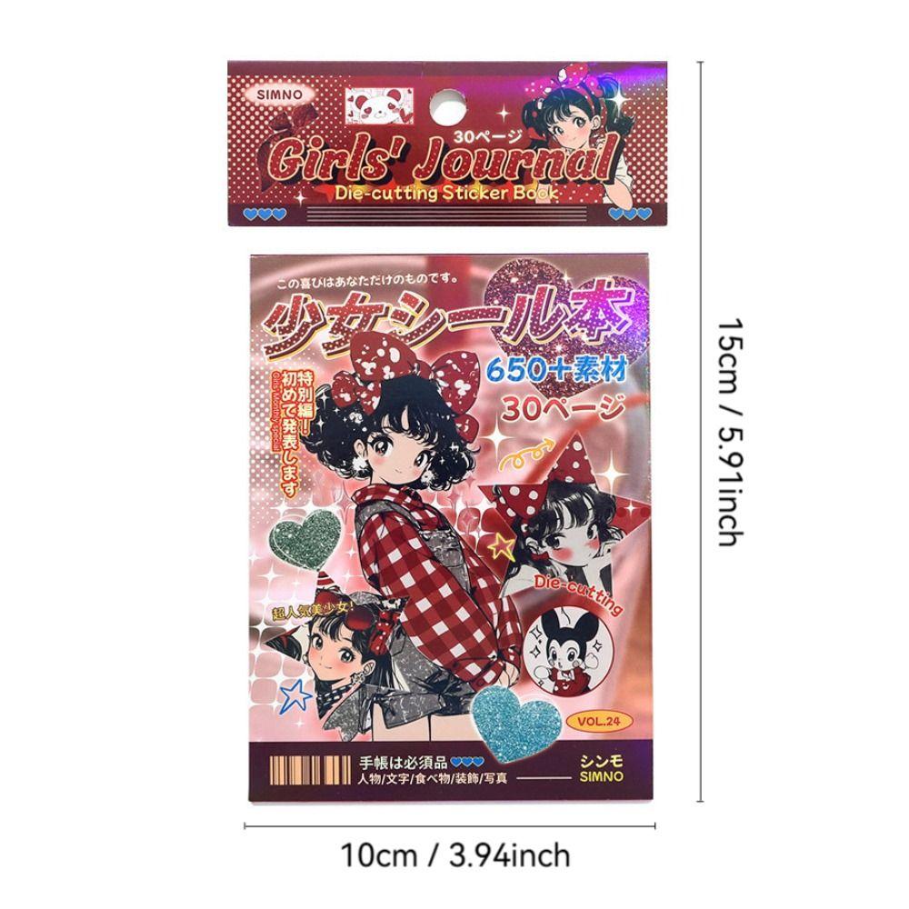 Retro 30 Pages Sticker Book Japanese Y2K Cartoon Diary Sticker DIY Gift Scrapbook Sticker Stationery Supplies