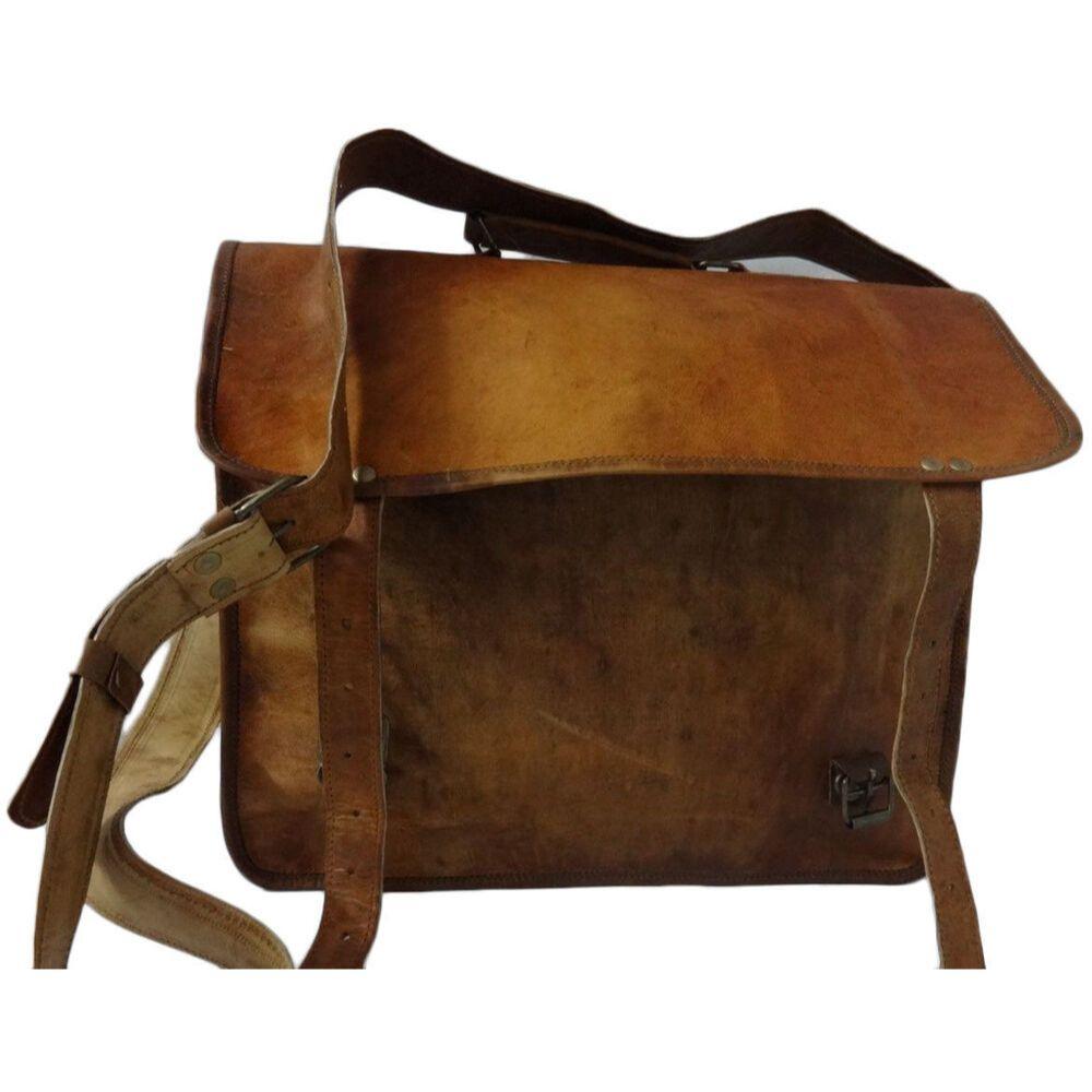 Потертые мужские винтажные кожаные сумки через плечо для ноутбука — фото 2