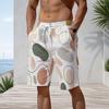 Men Plus Size Colorful Printed Beach Shorts Drawstring Waist Side Pockets Straight Leg