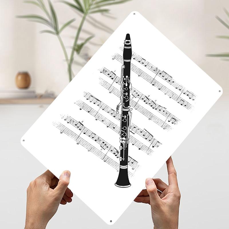 

Clarinet Music Notation Clarinetist Tin Plaque Poster Customized Wall Art Retro Vintage Metal Signs for Man Cave Room Decor Men 7.9x11.8In(20x30cm)