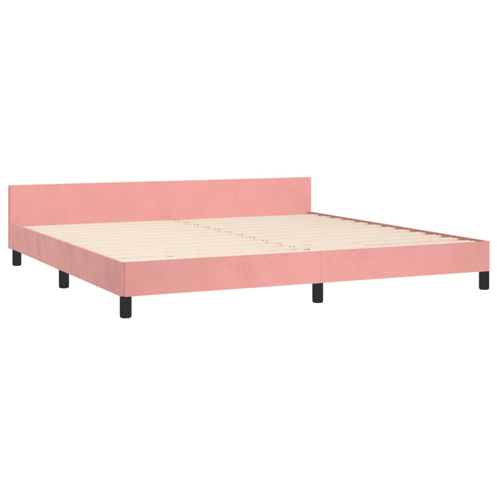 Pink Velvet Bed Frame with Headboard 200x200 cm