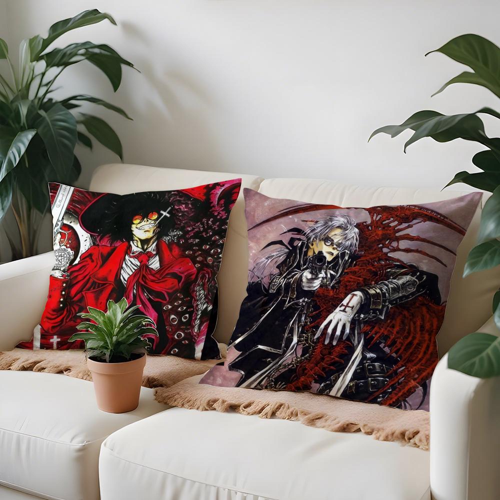 Anime Cool Hot H-Hellsings Pillow Case Anti-dustmite Pillow Invisible zipper silky short plush Sofa cushion cover