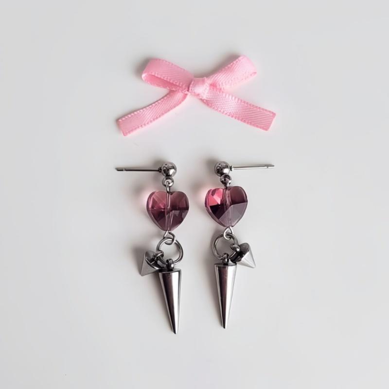 

Simple Design Wine Red Love Heart Dangle Earrings For Women Girl Fashion New Zircon Lady Gift Party красный