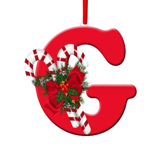 Christmas Acrylic Letter Hanging Decoration Car Rearview Mirror Xmas Tree A to Z Alphabet