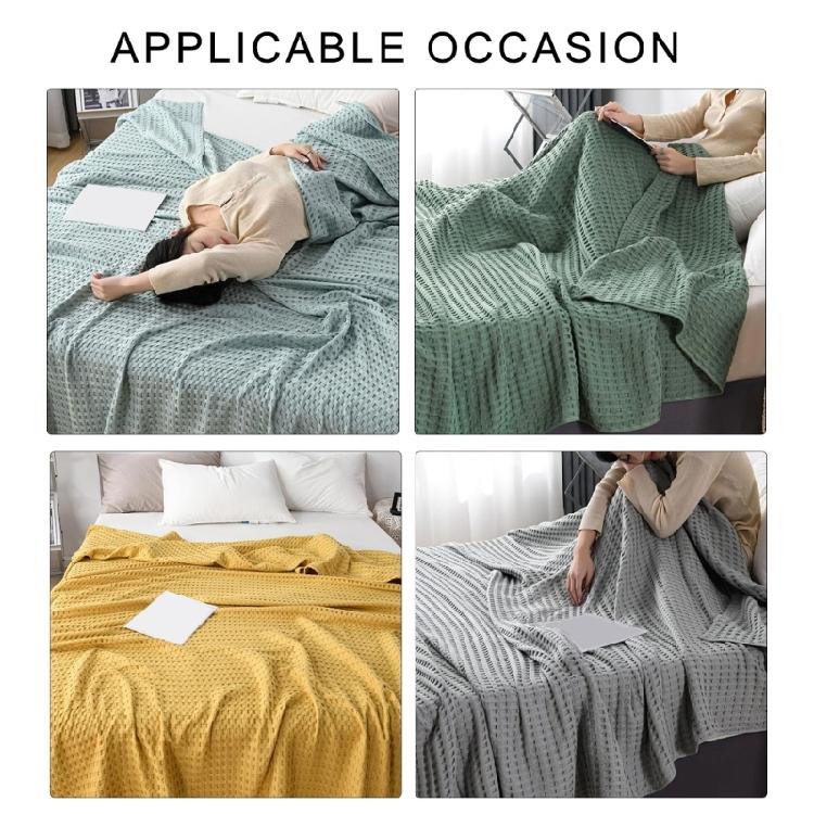 Breathable Waffles Cotton Throw, Soft and Light, Cooling Cotton Waffles for Summer Nights,150x200cm,Cool Blanket