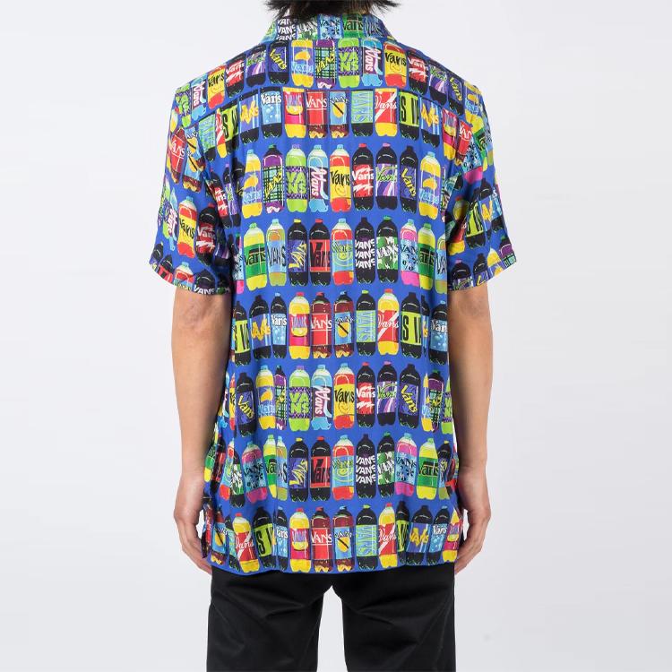 Vans X Fergus Purcell Soda Bottle Print Short Sleeve Shirt Men Tops Blue VN0A4RS1W02
