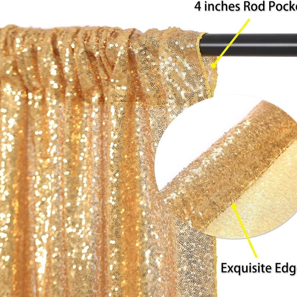 Gold Sequin Photo Backdrop Curtain Panels Stage For Shimmer Birthday Wedding Photograph Baby Shower Decoration Backdrop Fabric