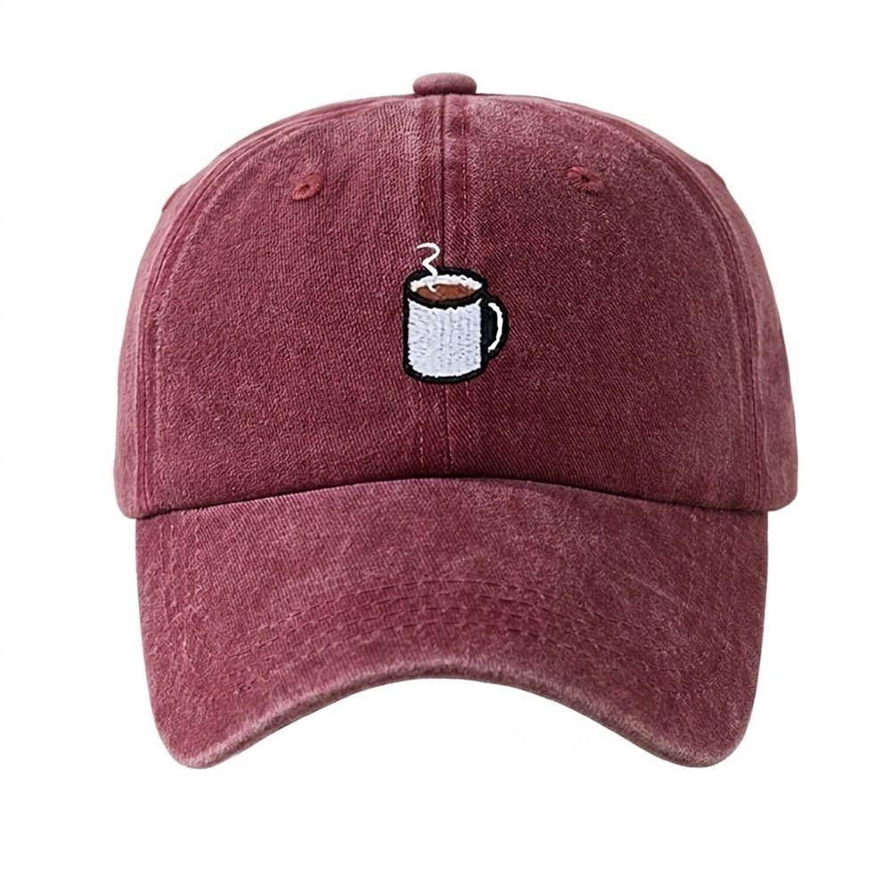 Embroidered Coffee Cup Baseball Cap Hip Hop Sun Hat Retro Distressed Baseball Cap Unisex