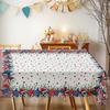 Independence Day Flower Wreath Waterproof Rectangular Tablecloth Red Blue Flower Star USA Flag Tables Cover for Dinner Kitchen