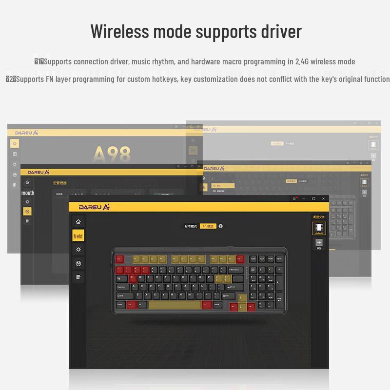 Dareu A98 Pro Black Myth Wukong Tri-mode Gasket Mechanical Keyboard