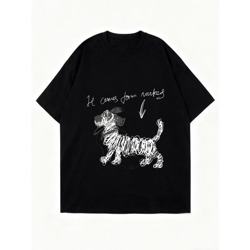 Oversized T Shirt Black Tiger Print With It Comes From Nucleus Text Casual Wear For Women