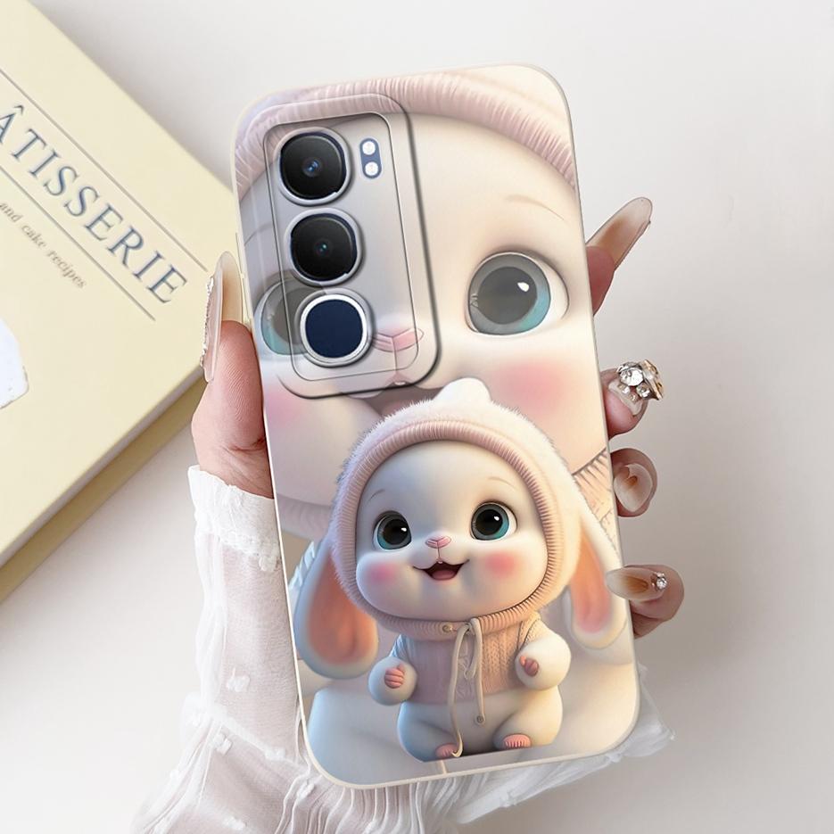 Für Vivo Y19s 4G Hülle V2419 Süße Katze Gittermuster Abdeckung Stoßfest Weiches Silikon Handyhülle Für Vivo Y19s Y 19 s VivoY19s Fundas