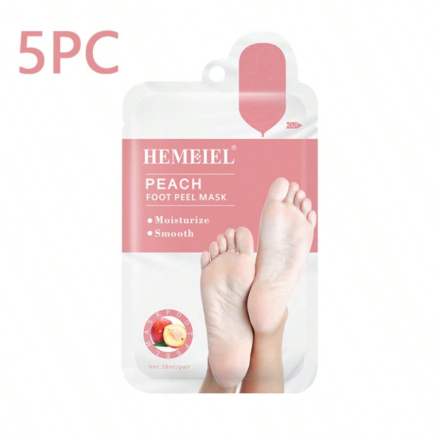 1 /3/5pairs Peach Foot Mask, Moisturizing Exfoliating Foot Peel With Lactic Acid & Malic Acid. Helps