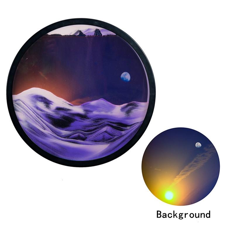 24inch Wall Hanging Moving Sand Painting Art Picture Round Glass Deep Sea Sandscape In Motion Flowing Sand Frame Sand Painting
