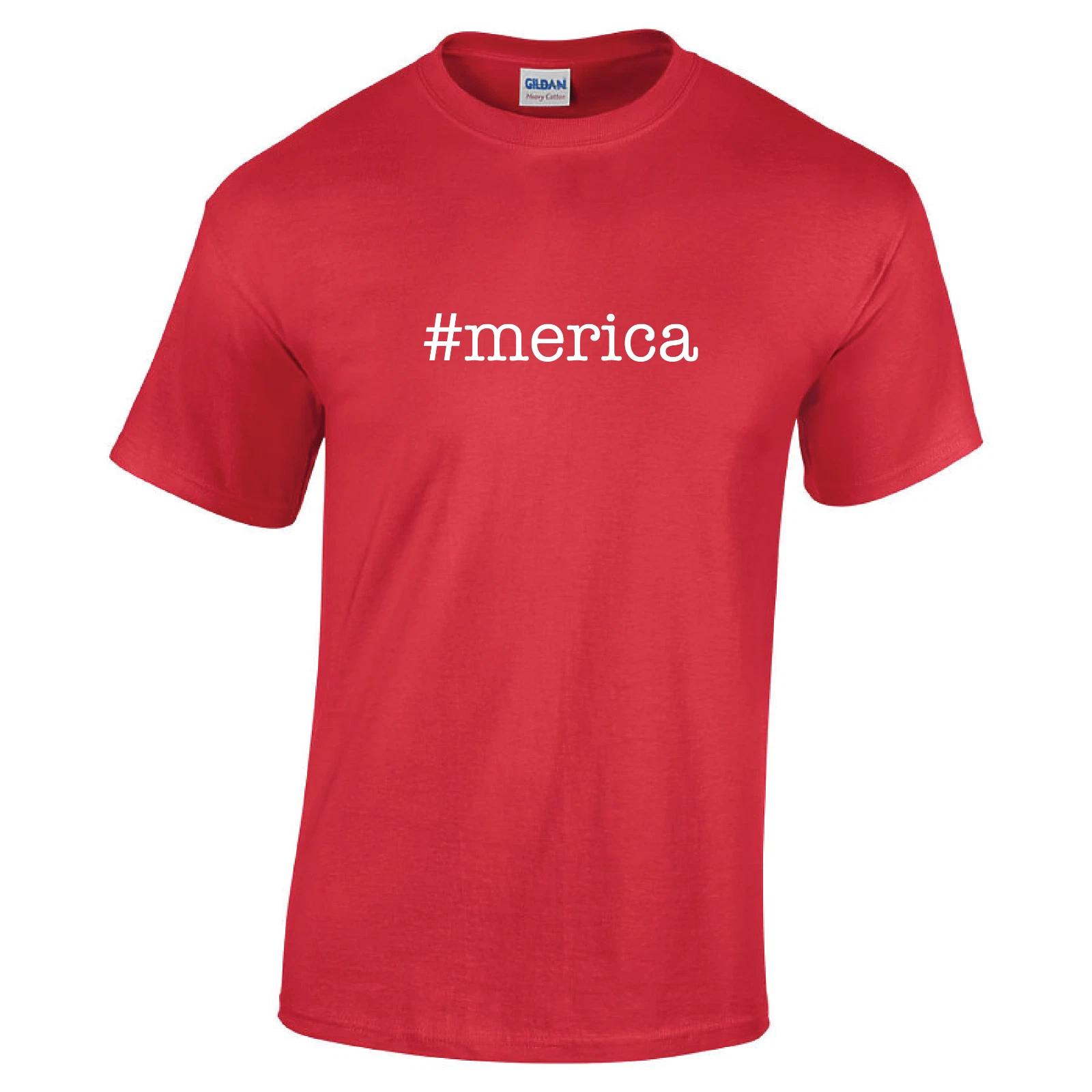 #merica merica 4th of July America Funny Mens Hashtag Gildan Cotton T-Shirt New S
