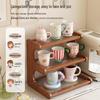 Solid Wood Multi-layer Teacup Display & Storage Rack for Desktop or Countertop