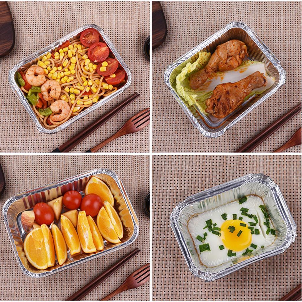 10 Pack Aluminum Foils Tray Disposables Thickened Food Container Convenient Takeaway Storage Box Practical Cookware