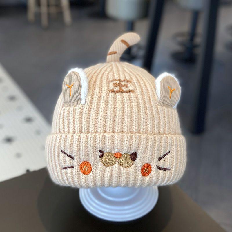 

Baby Knit Hat Winter Warmth Soft Woolen Cap Baby Girls And Boys бежевый