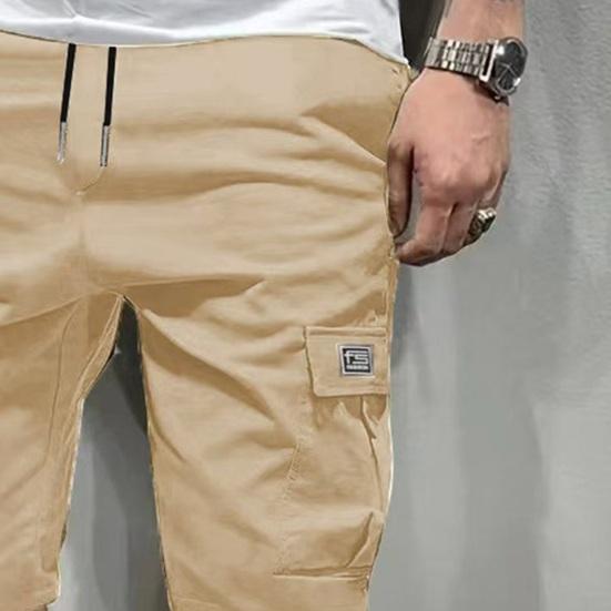 Calções Cargo Masculinos Cintura com Cordão Abaixo do Joelho Multi-Bolsos Calções de Verão para Rua Praia Férias Treino