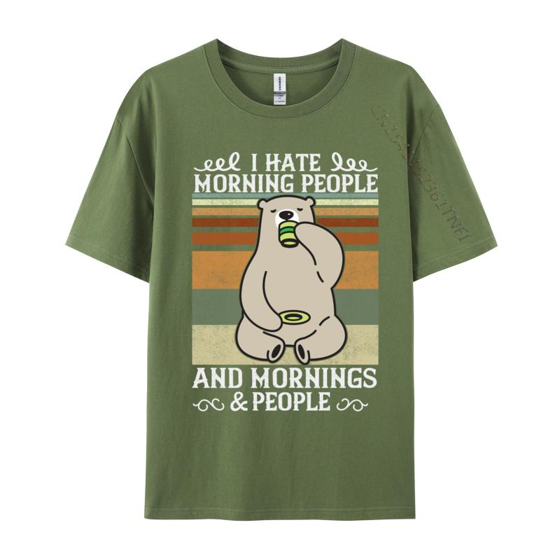 Odio i mattinieri e le mattine e le persone Caffè Orso T-shirt Casual Divertenti Casual Unisex T-shirt Regalo T-shirt