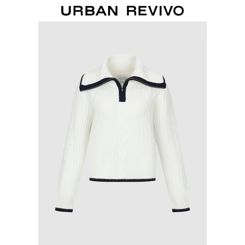 UR 2025 Winter Women s Contrast Trim Half-Zip Knit Sweater S