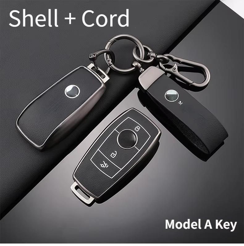 For Mercedes-Benz TPU Car Key Cover E-Class/Class E300L/C260L/A200L Car Key Decorative Leather Pattern All-Pack Protective Case