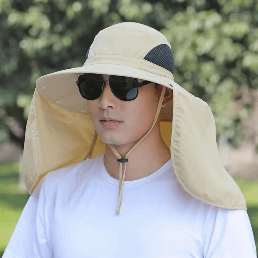 

Cloth Men Sun Hat Neck Protection Fisherman Hat Simple Summer Bucket Hat Male