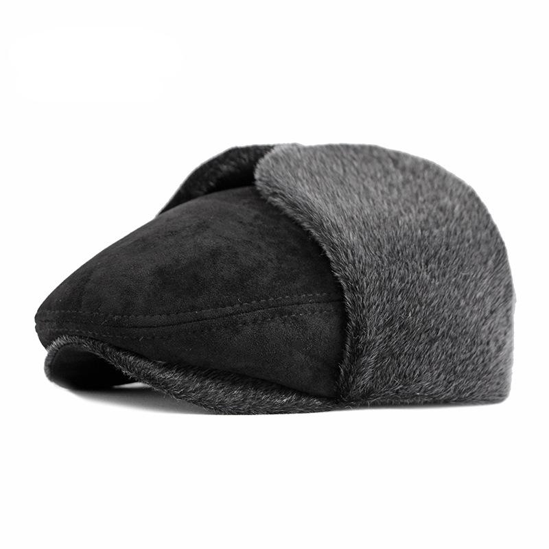 Winter Men`S Cap Plush Thicken Berets