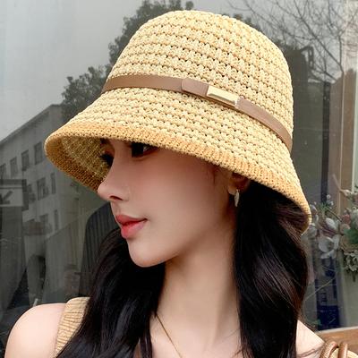 Summer Women's Fashion Temperament Bucket Hats New Knitted Cut-out Bucket Hats  for Women