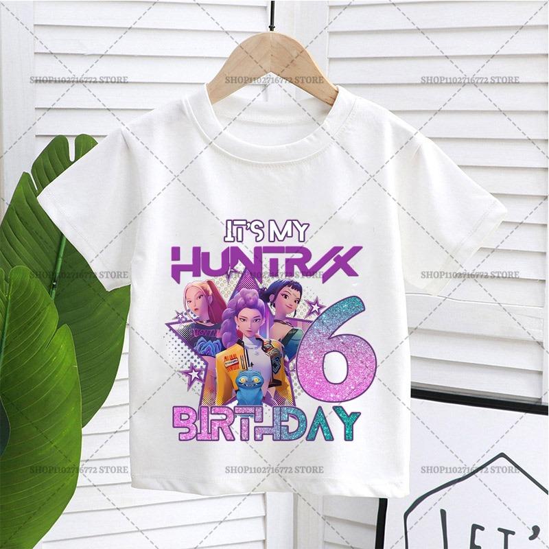 

Cartoon Huntrix Number T-shirt Cute Birthday Top Girl Tee Summer Short Sleeve Cotton Boutique Child Clothing Kpop Demon Hunters 110