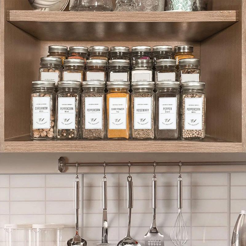 120ml Bamboo Lid Square Spice Jar for Cumin, Chili Powder, Pepper & Salt