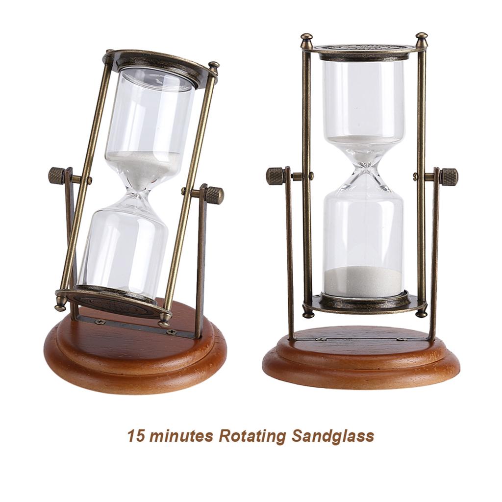 15 Minutes Metal Rotating Sand Glass Timer Clock Hourglass Table Ornament Home Decor Gift