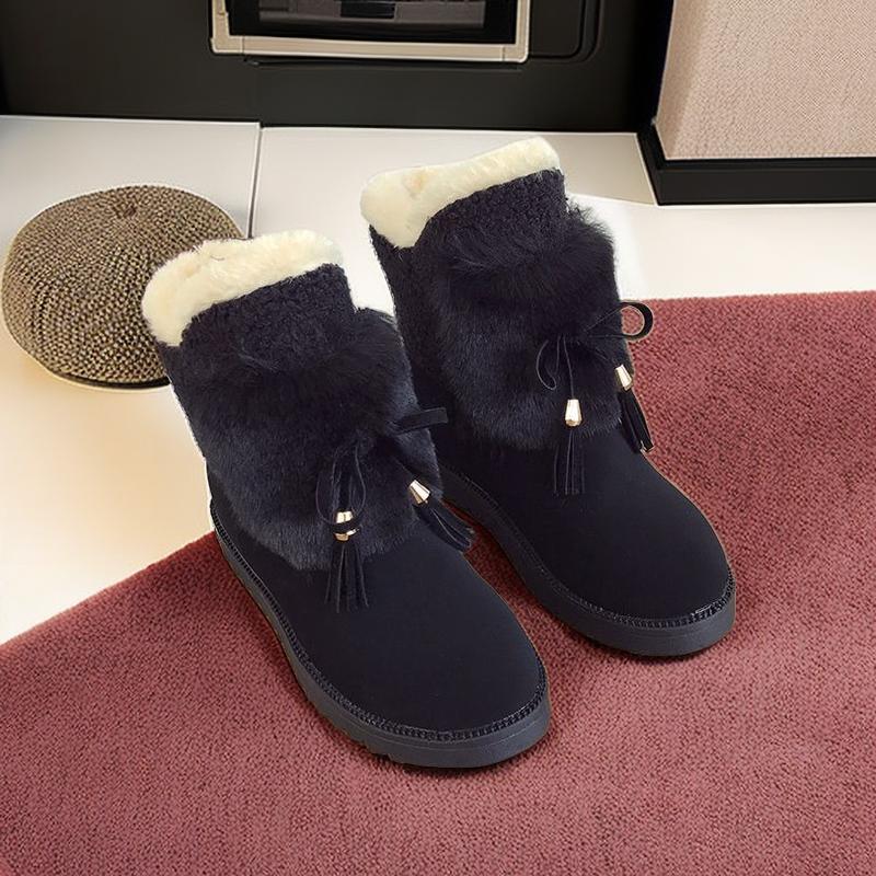 Winter Waterproof Ladies Shoes Round Toe Chunky Plush Warm Women's Snow Boots Goth Comfortable and Elegant Booties on Promotion