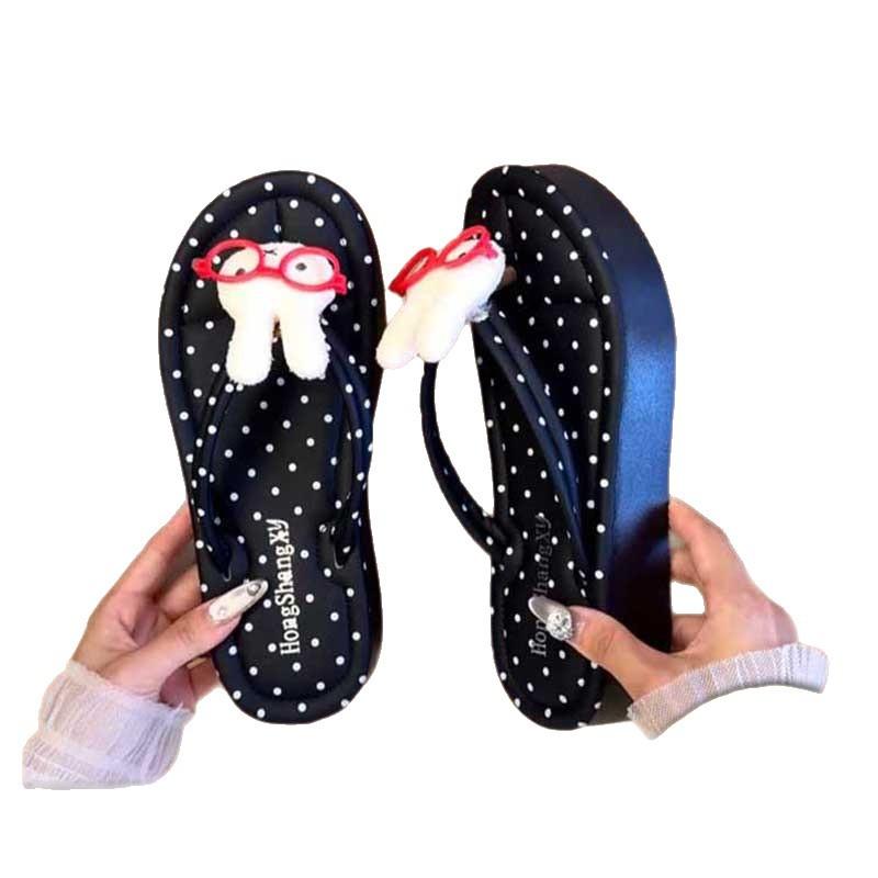 Miffy Rabbit Polka Dot Flip-flops Women 2025 Summer New Thick-bottomed Non-slip and Deodorant Beach Sandals