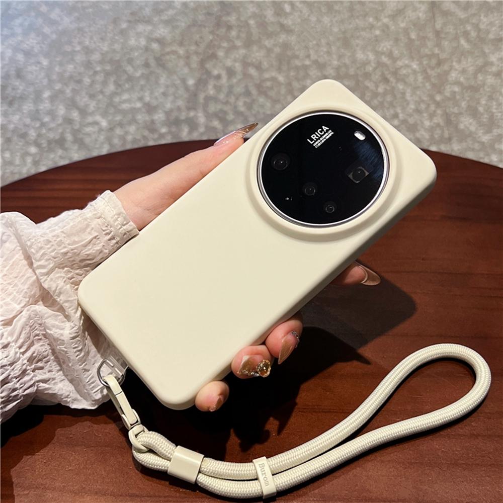 

Для Xiaomi 15 Ultra Чехол Приятный на ощупь жидкий силикон+ПК Чехол для телефона с ремешком на запястье Antique White