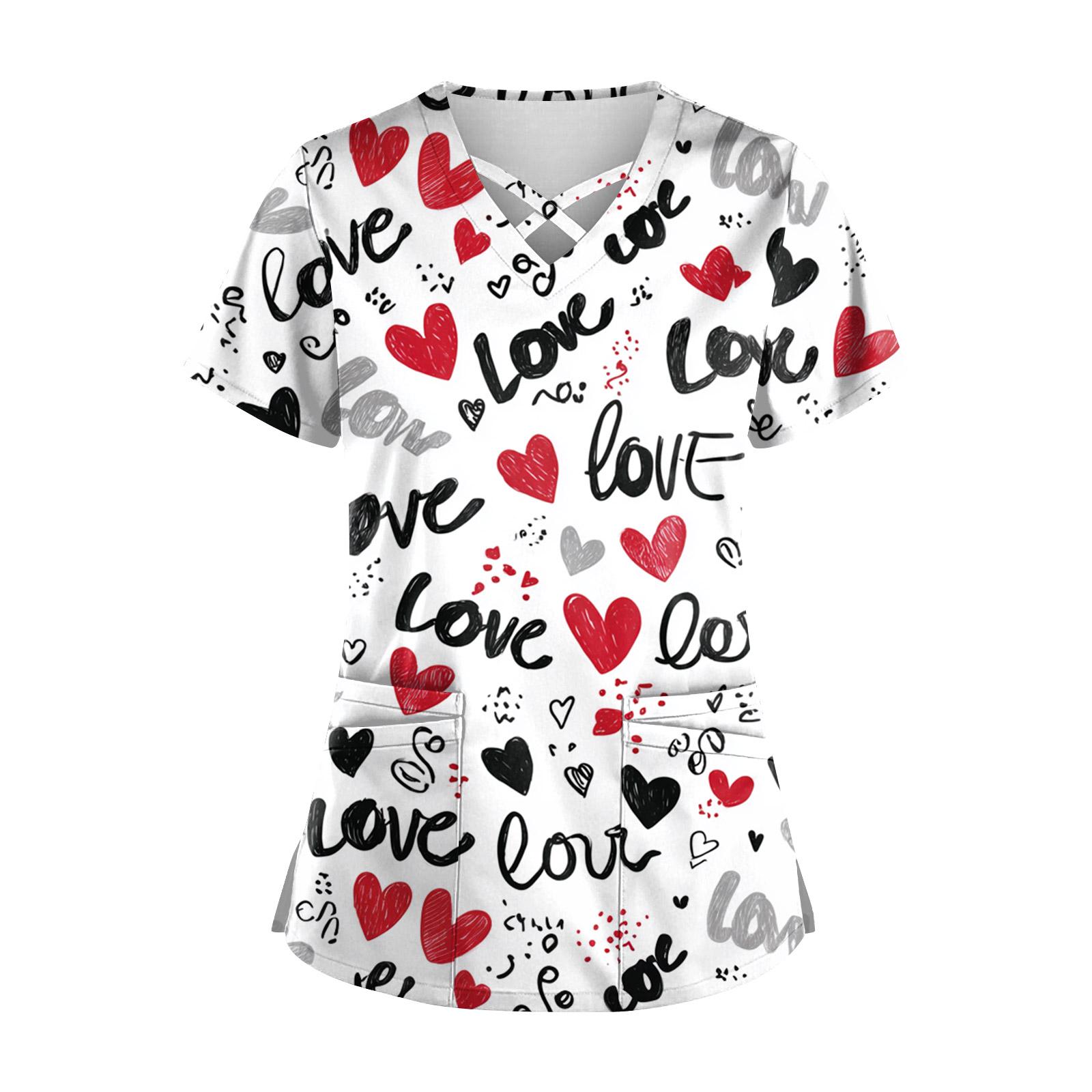 

Women s Short Sleeve Stagger V Neck Print Pocket Dry- Top XL белый