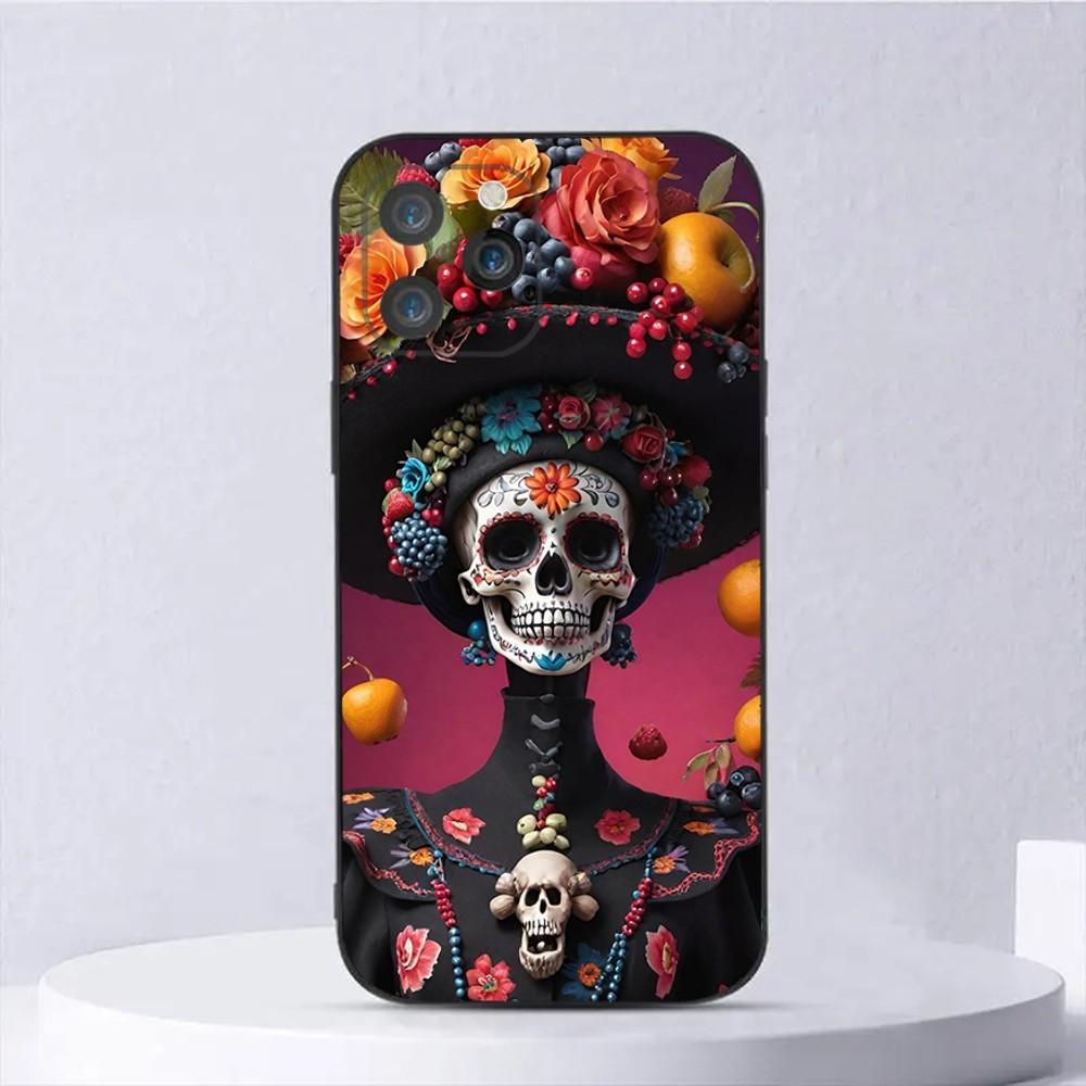 

Halloween skull girl Phone Case For iPhone15,14,13,12,11,Pro,Max,Plus,Mini,X,XS,XR,8,7,6,S,Plus,SE Soft Black Case iPhone12mini