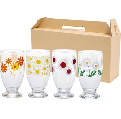 ADERIA Adelia Retro Glass Tumbler with Stand 335ml 4 Pattern Assorted Special Craft Box Made In Japan [Glass / / Set]