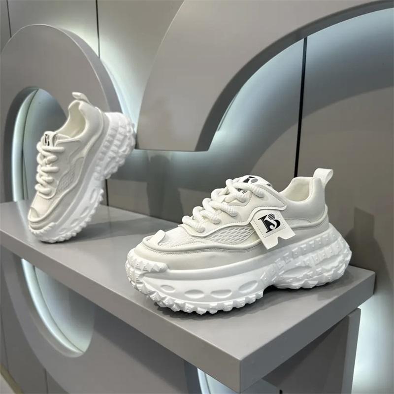 

Xiaobai autumn breathable mesh casual sports shoes student tire soles heightened dad trendy shoes 39 белый