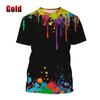 New Fashion Color Splash Ink Drip Colorful 3D Printed T-shirt Men and Women Summer Casual Short Sleeve Tshirt Oversized Kid Tee