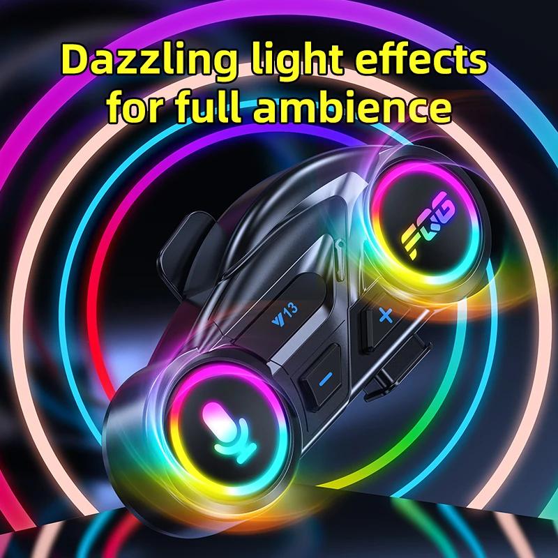 Bluetooth 6.0 Motorcycle Helmet Headset IP56 Waterproof Moto Earphone 1000mAh Super Long Standby HandsFree Call Music Player