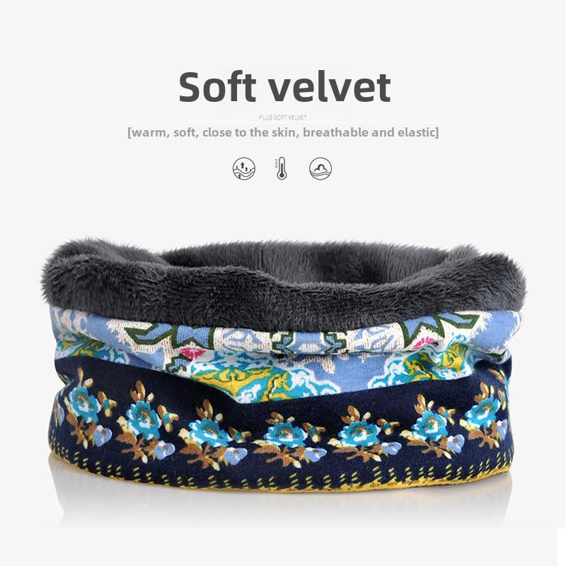 Women's Floral Print Cotton Pullover Hat and Scarf Set for Sun Protection